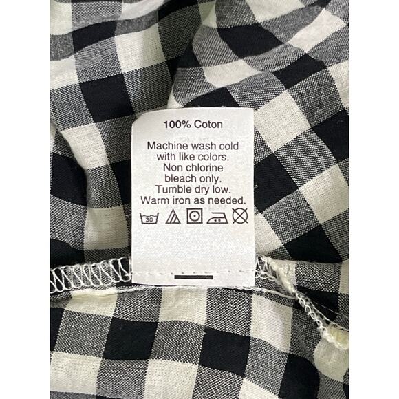 J.Crew Black White Gingham Button Down Shirt Women’s XL 100% Cotton Tie Front - Picture 5 of 8